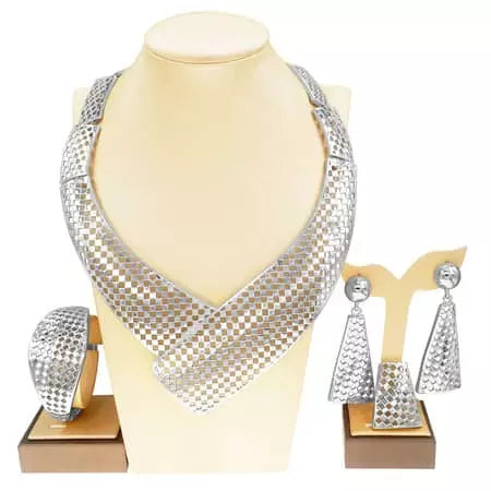 Conjunto de joyas para mujer chapado en oro de 24 quilates