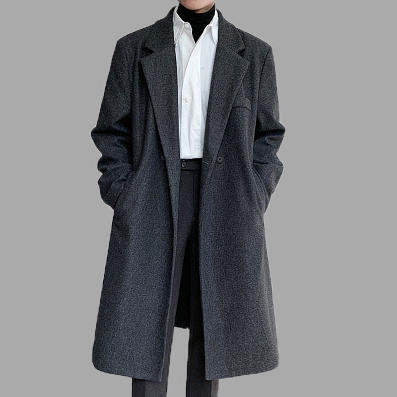 Abrigo largo informal de lana para hombre: elegante chaqueta de invierno