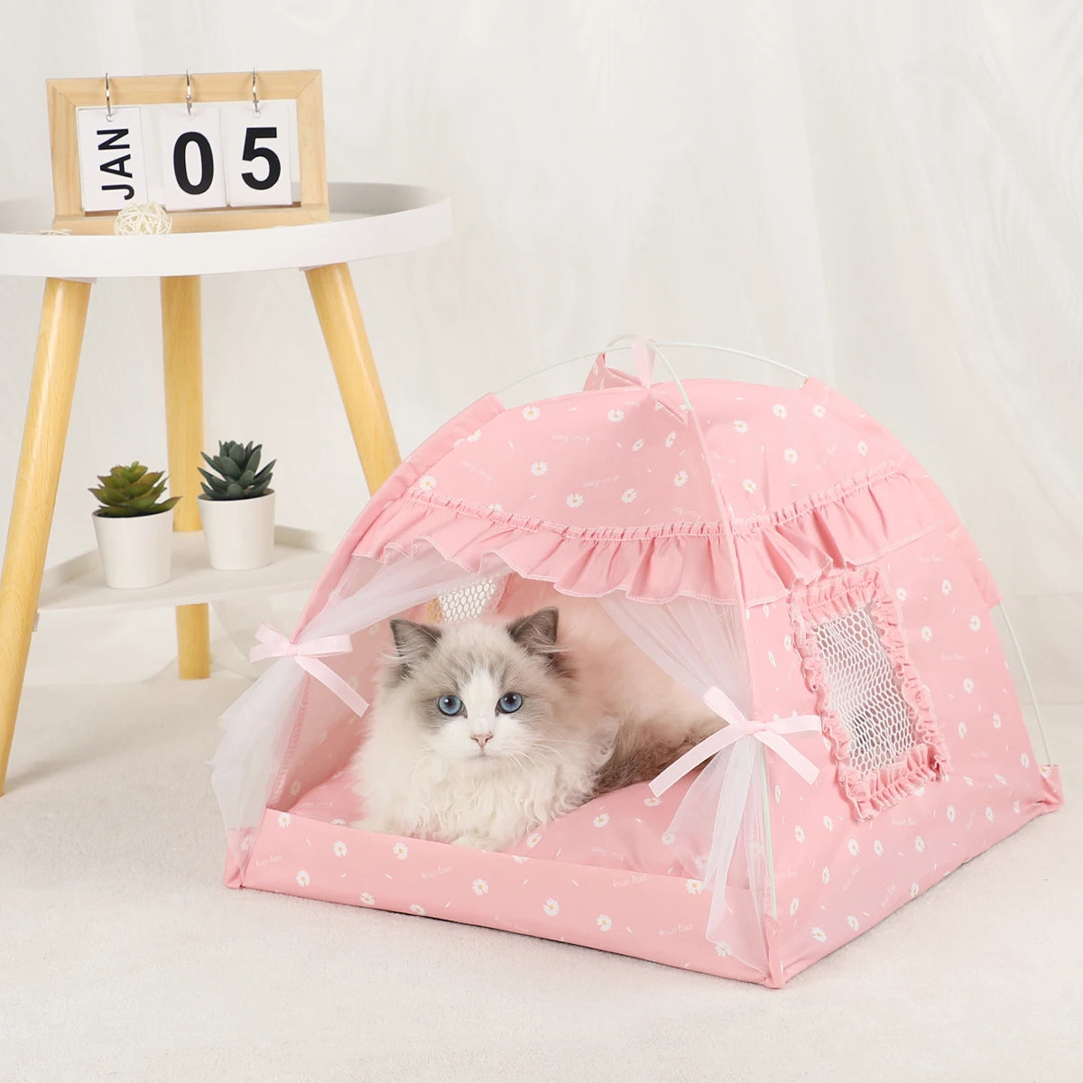 CozyNest™ Winter Cat Tent Bed – Warm Clamshell Cave House