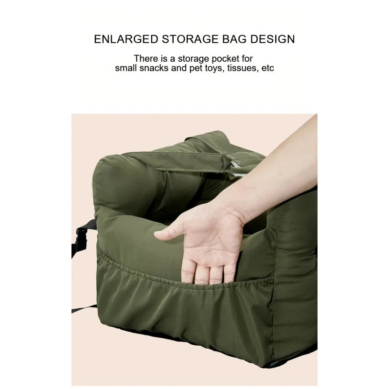 Premium Non-Slip Dog Car Seat Booster Bed with Safety Belt