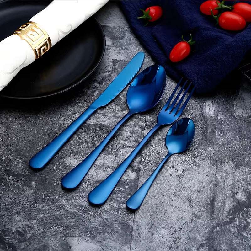 Gold 24-Piece Stainless Steel Cutlery Set with Luxury Gift Box
