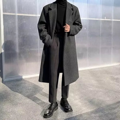 Cappotto lungo casual in lana da uomo – Elegante giacca invernale