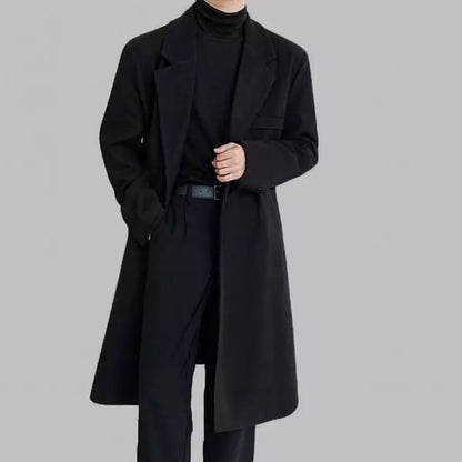 Cappotto lungo casual in lana da uomo – Elegante giacca invernale