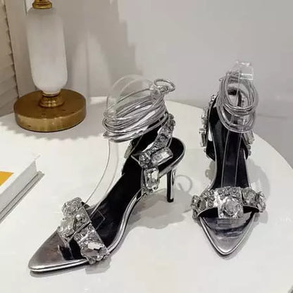 Women's high heel sandals with ankle straps