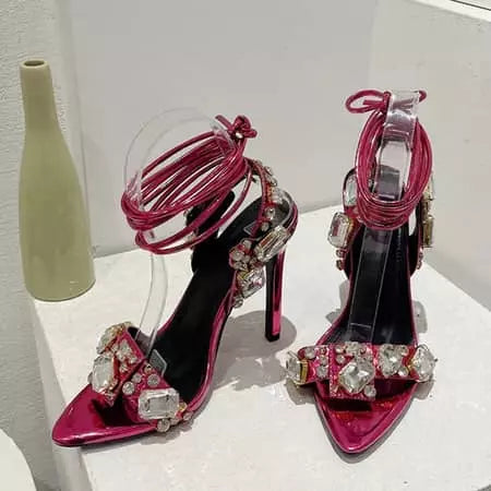 Women's high heel sandals with ankle straps