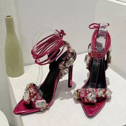Women's high heel sandals with ankle straps