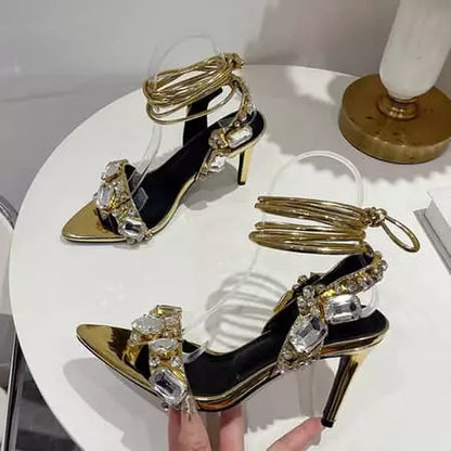 Women's high heel sandals with ankle straps