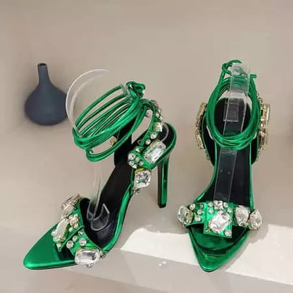Women's high heel sandals with ankle straps
