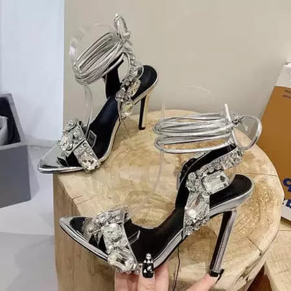 Women's high heel sandals with ankle straps