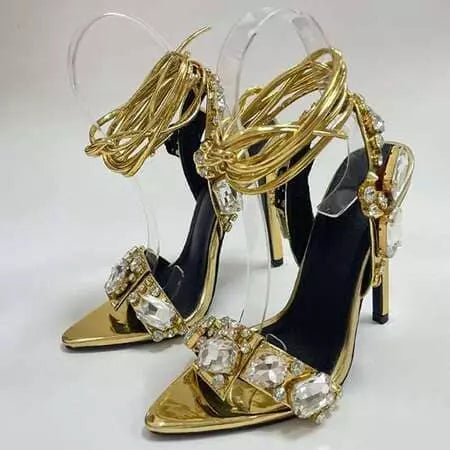 Women's high heel sandals with ankle straps