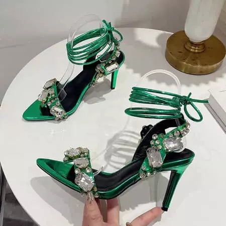 Women's high heel sandals with ankle straps
