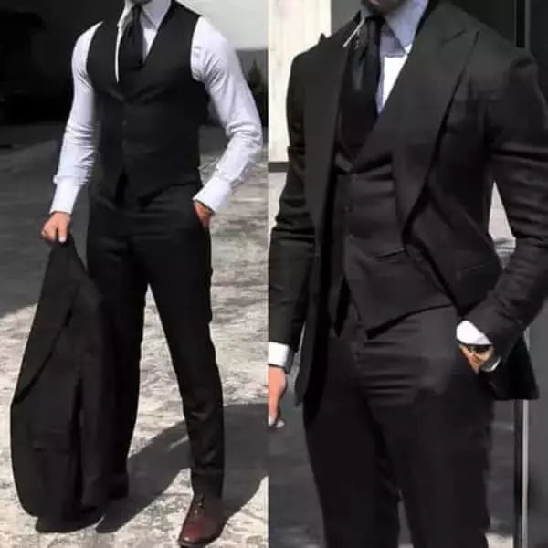 Elegant men's suit in navy blue color