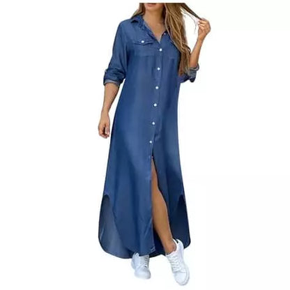Long-sleeved maxi dress in wine red
