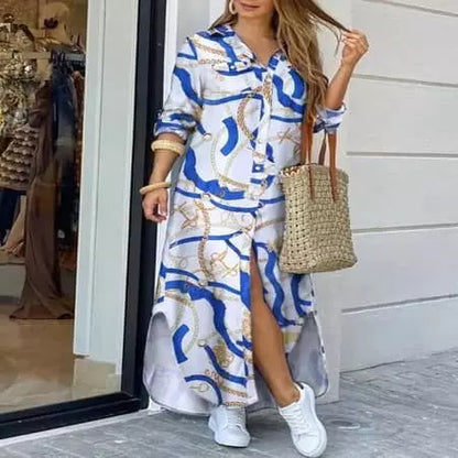 Close-up of the fabric of the long-sleeved maxi dress