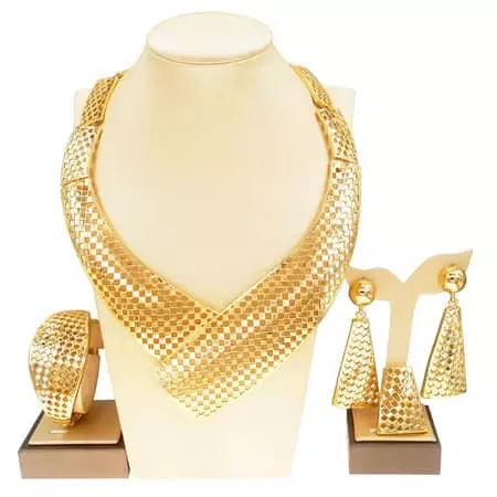 Conjunto de joyas para mujer chapado en oro de 24 quilates