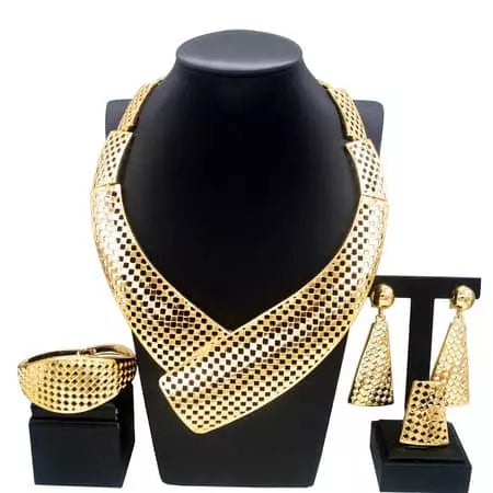 Conjunto de joyas para mujer chapado en oro de 24 quilates