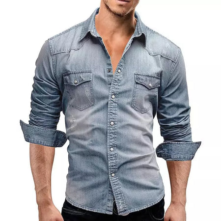 Camisa vaquera de manga larga para hombre