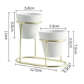 Vaso moderno in ceramica smaltata con supporto in metallo – Elegante fioriera da interno
