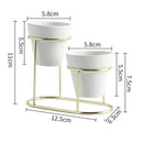 Vaso moderno in ceramica smaltata con supporto in metallo – Elegante fioriera da interno