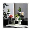 Vaso moderno in ceramica smaltata con supporto in metallo – Elegante fioriera da interno
