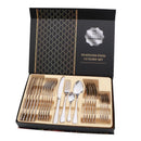 Gold 24-Piece Stainless Steel Cutlery Set with Luxury Gift Box