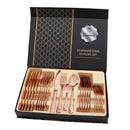 Gold 24-Piece Stainless Steel Cutlery Set with Luxury Gift Box