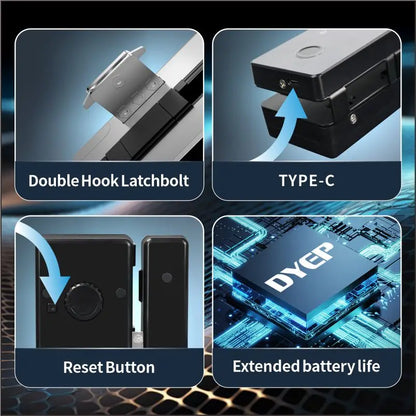 Smart Fingerprint Glass Door Lock with RFID Card & Password Access