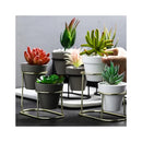 Vaso moderno in ceramica smaltata con supporto in metallo – Elegante fioriera da interno