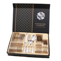 Gold 24-Piece Stainless Steel Cutlery Set with Luxury Gift Box