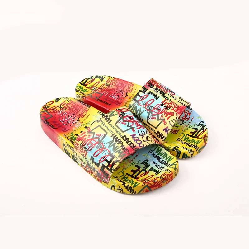 Trendy women's shoes in graffiti design