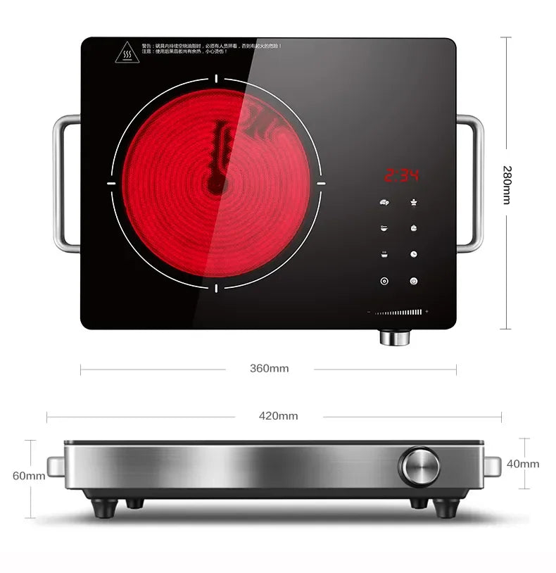 Infrared Electric Cooktop Single Burner – 2000W Portable Ceramic Hot Plate with Touch Control