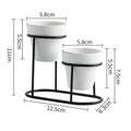 Vaso moderno in ceramica smaltata con supporto in metallo – Elegante fioriera da interno