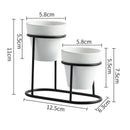 Vaso moderno in ceramica smaltata con supporto in metallo – Elegante fioriera da interno