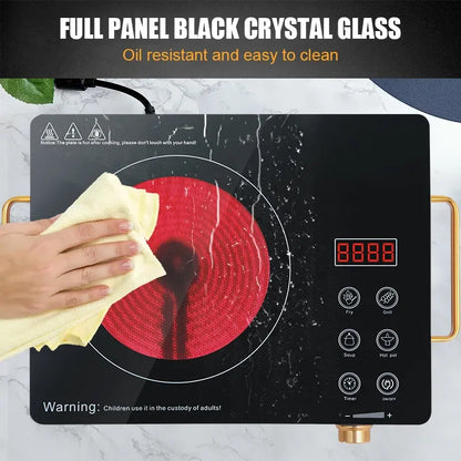 Infrared Electric Cooktop Single Burner – 2000W Portable Ceramic Hot Plate with Touch Control