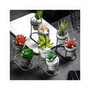 Vaso moderno in ceramica smaltata con supporto in metallo – Elegante fioriera da interno