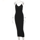 Long sleeveless fitted dress
