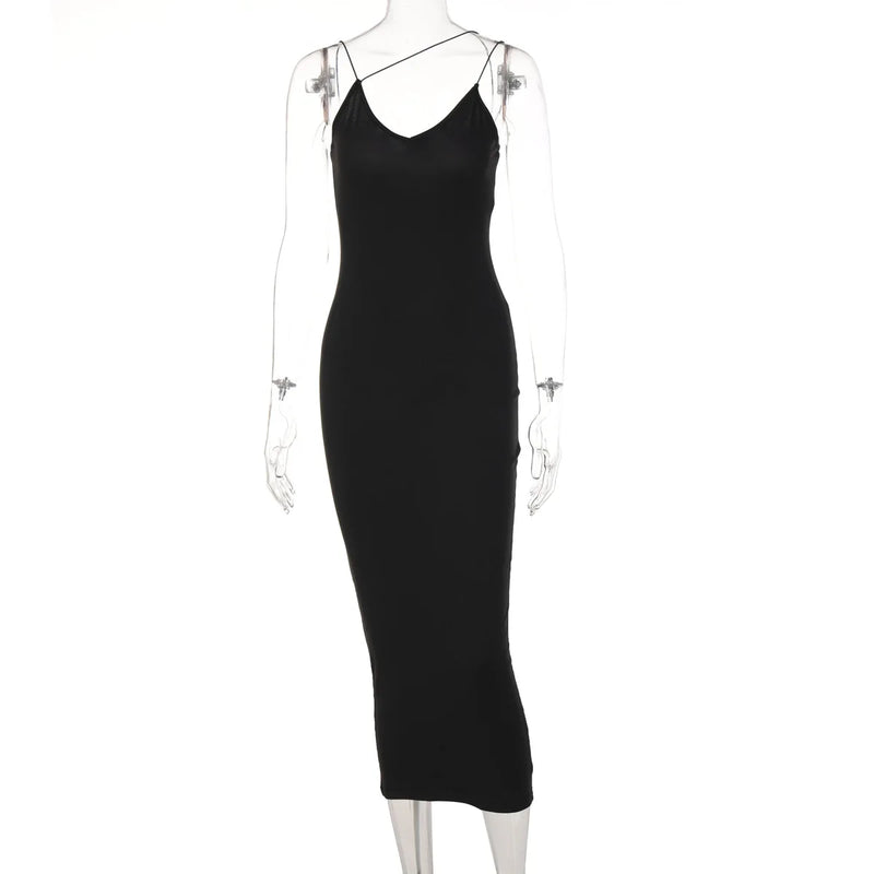 Long sleeveless fitted dress