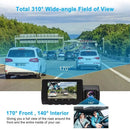 4K 3 Channel Dash Cam Front Rear Inside WiFi GPS Night Vision