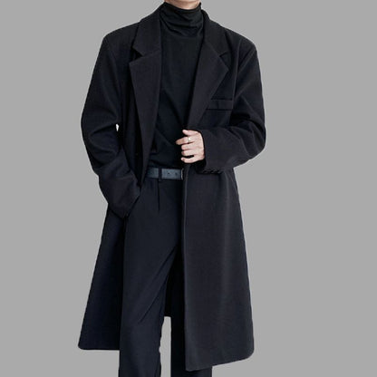 Cappotto lungo casual in lana da uomo – Elegante giacca invernale