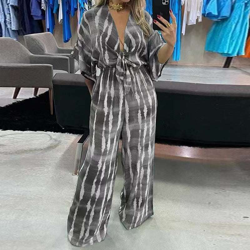 Chic Elegance V-Neck Belted Jumpsuit - Automation and Energy