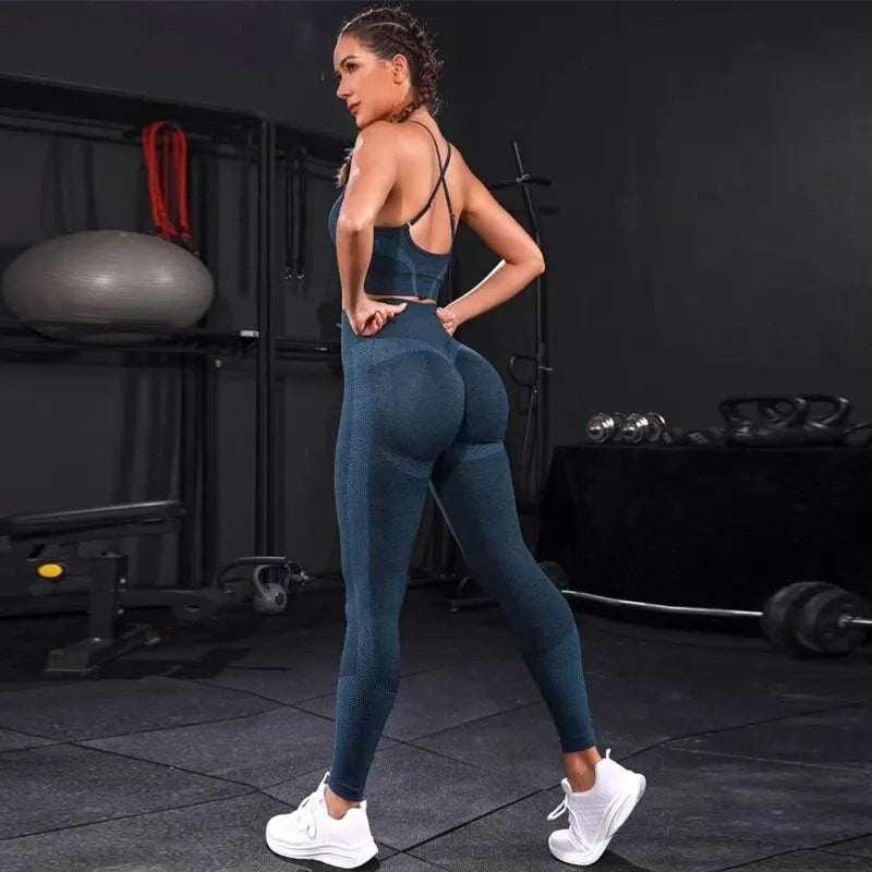 FlexShape™ Women’s Seamless Yoga Set – High Waist Leggings & Sports Bra Gym Outfit (2-Piece)