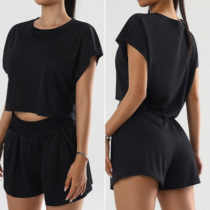 Women’s 2 Piece Workout Set Quick Dry Running Top and Shorts
