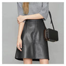 High Waist Faux Leather Mini Skirt A-Line Women Autumn Winter