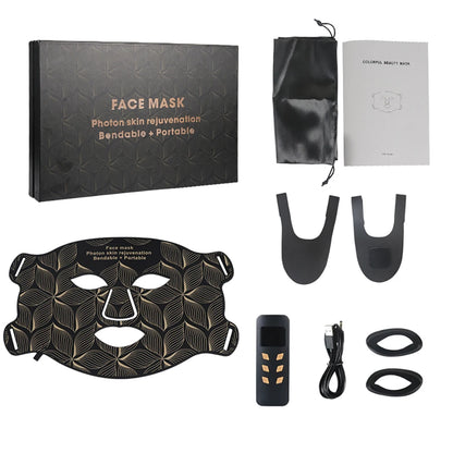 Maschera per viso e collo con terapia della luce LED a 8 colori - Dispositivo anti-invecchiamento per il viso a infrarossi rossi e vicini per rughe, acne, rassodamento della pelle e controllo del sebo