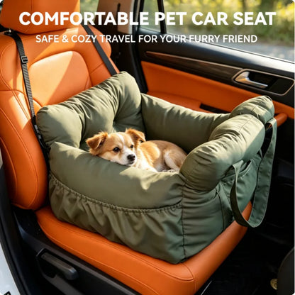 Premium Non-Slip Dog Car Seat Booster Bed with Safety Belt