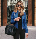 Women’s Fashion PU Leather Biker Jacket – Slim Fit Moto Coat with Zipper