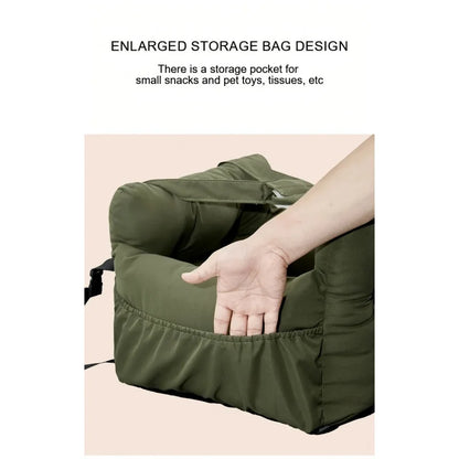 Premium Non-Slip Dog Car Seat Booster Bed with Safety Belt