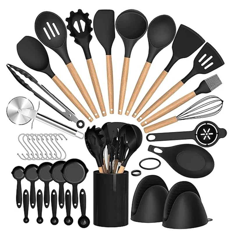 Set di utensili da cucina in silicone da 36 pezzi con supporto
