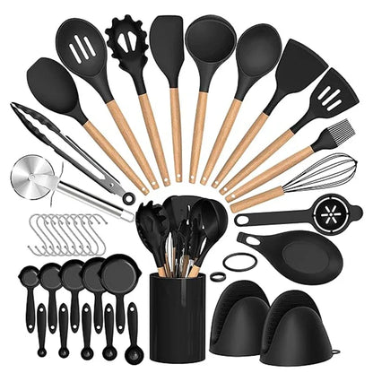 Set di utensili da cucina in silicone da 36 pezzi con supporto