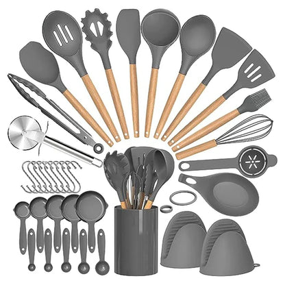Set di utensili da cucina in silicone da 36 pezzi con supporto